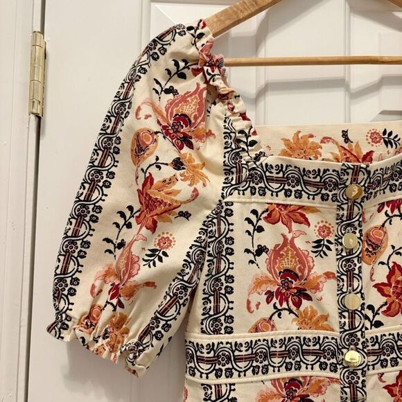 Spartina Catrina Denim Dress in floral Linden Thistle Stripe Women’s Size XS - Picture 4 of 11